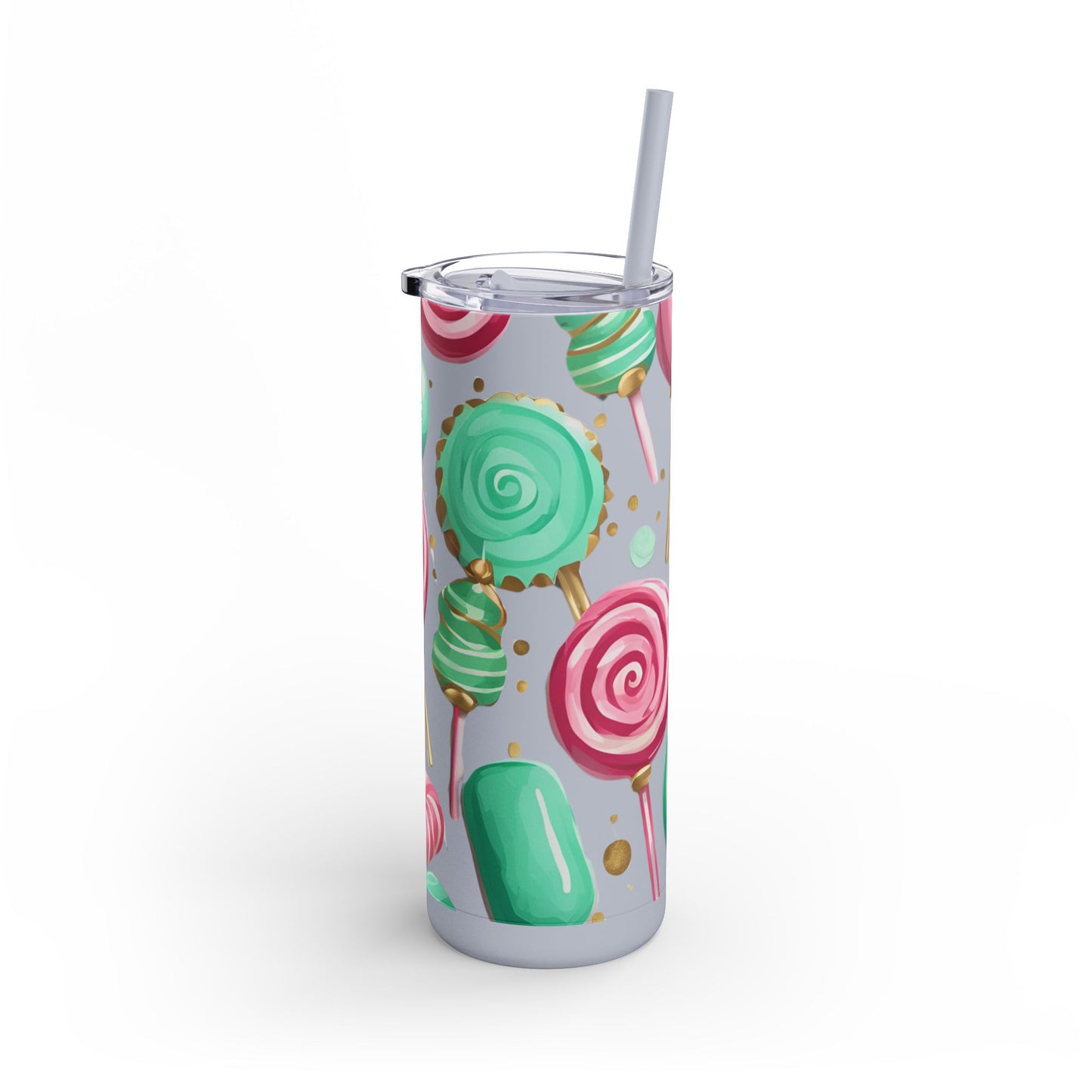 ✨ Sweet Lollipop Wonderland – 20oz Matte Skinny Tumbler  Dusty Rose, Dusty Blue, Sea Glass