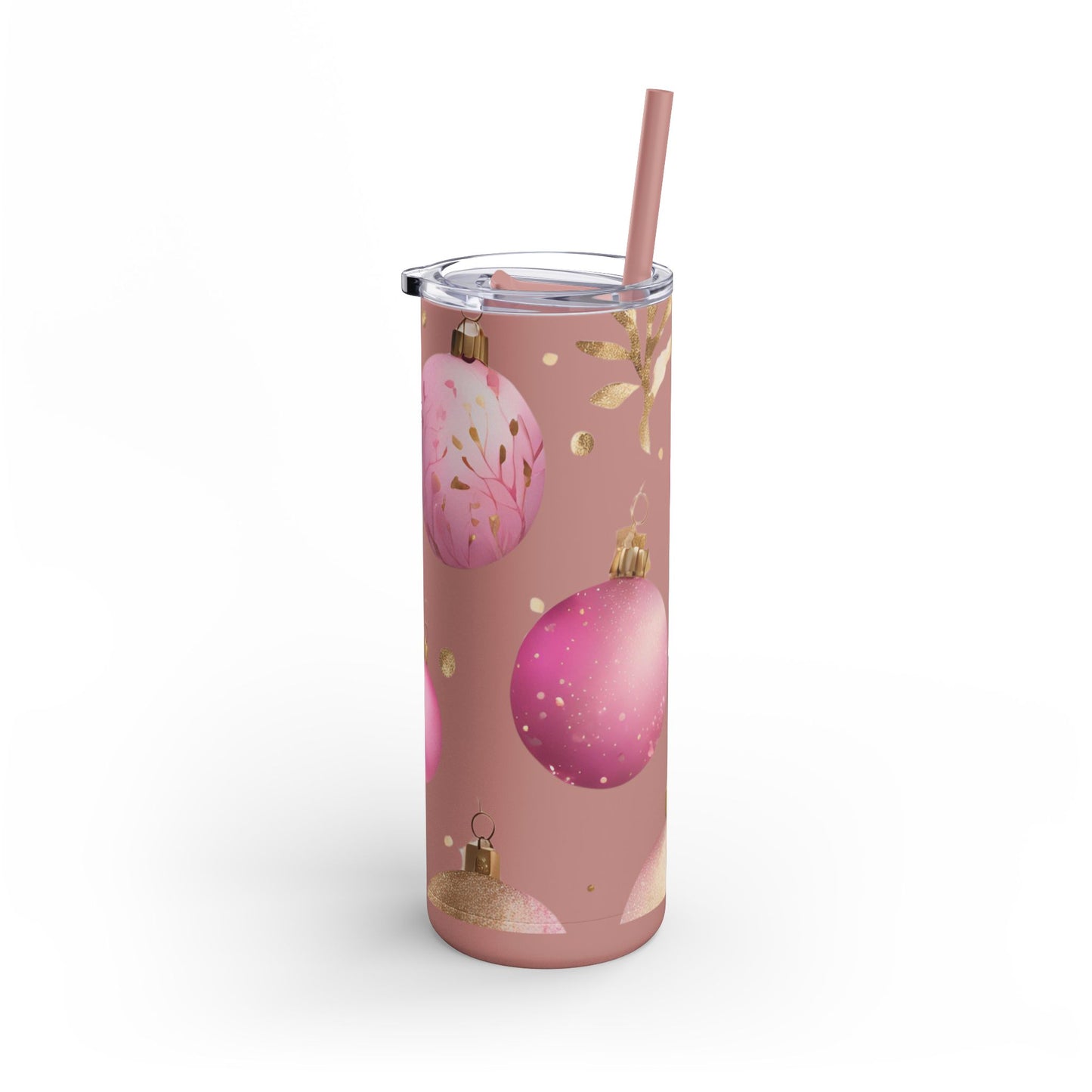 Cute Christmas Ornament Skinny Tumbler – 20oz Matte Skinny Tumbler  Dusty Rose, Dusty Blue, Sea Glass