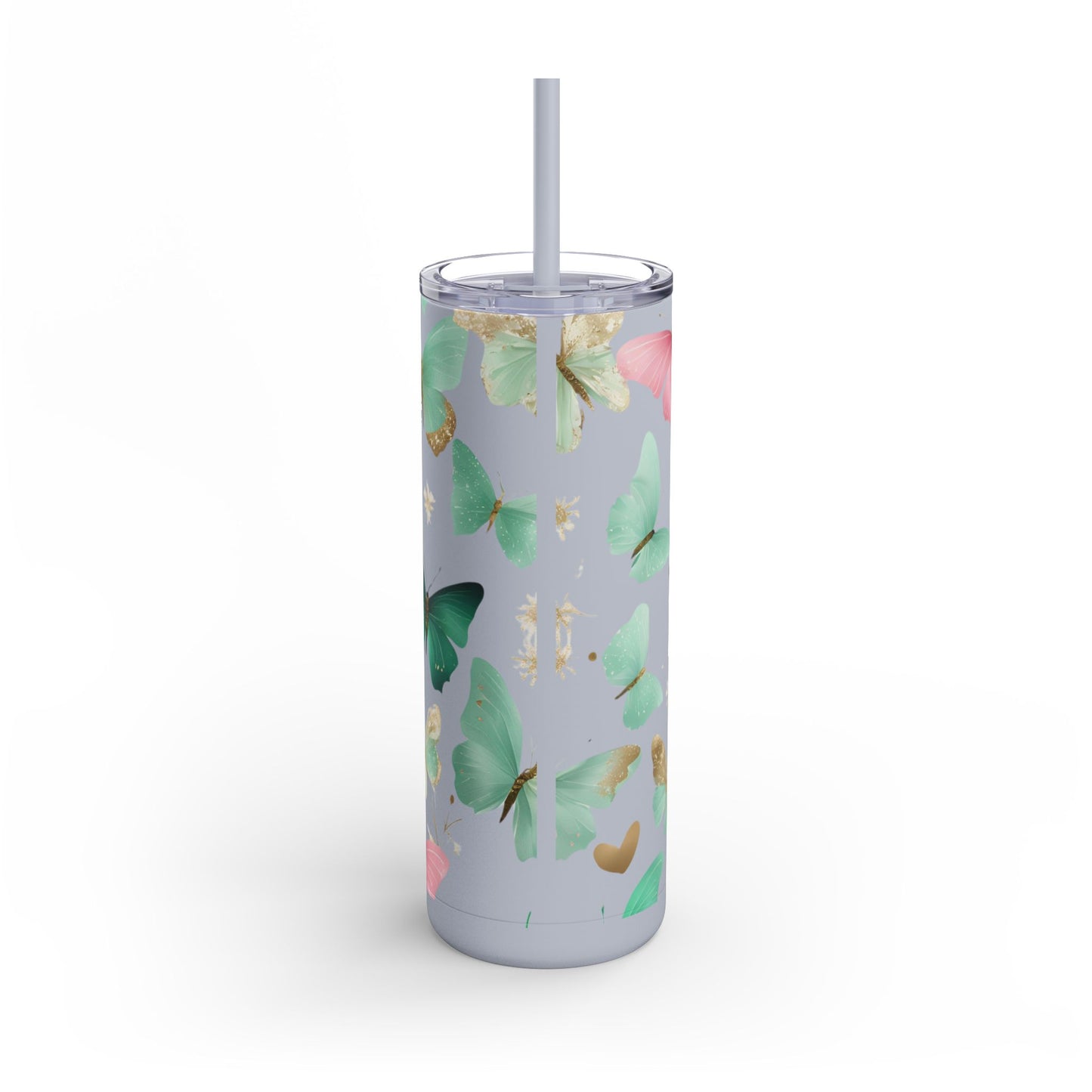 Butterfly Dreams Skinny Tumbler – 20oz Matte Skinny Tumbler  Dusty Rose, Dusty Blue, Sea Glass