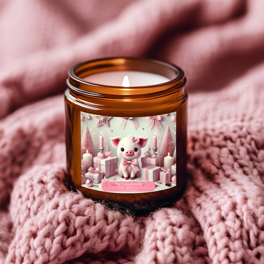 Christmas Piglet Soy Candle | Available in 4oz & 9oz | (Multi-Size, Amber Jar)