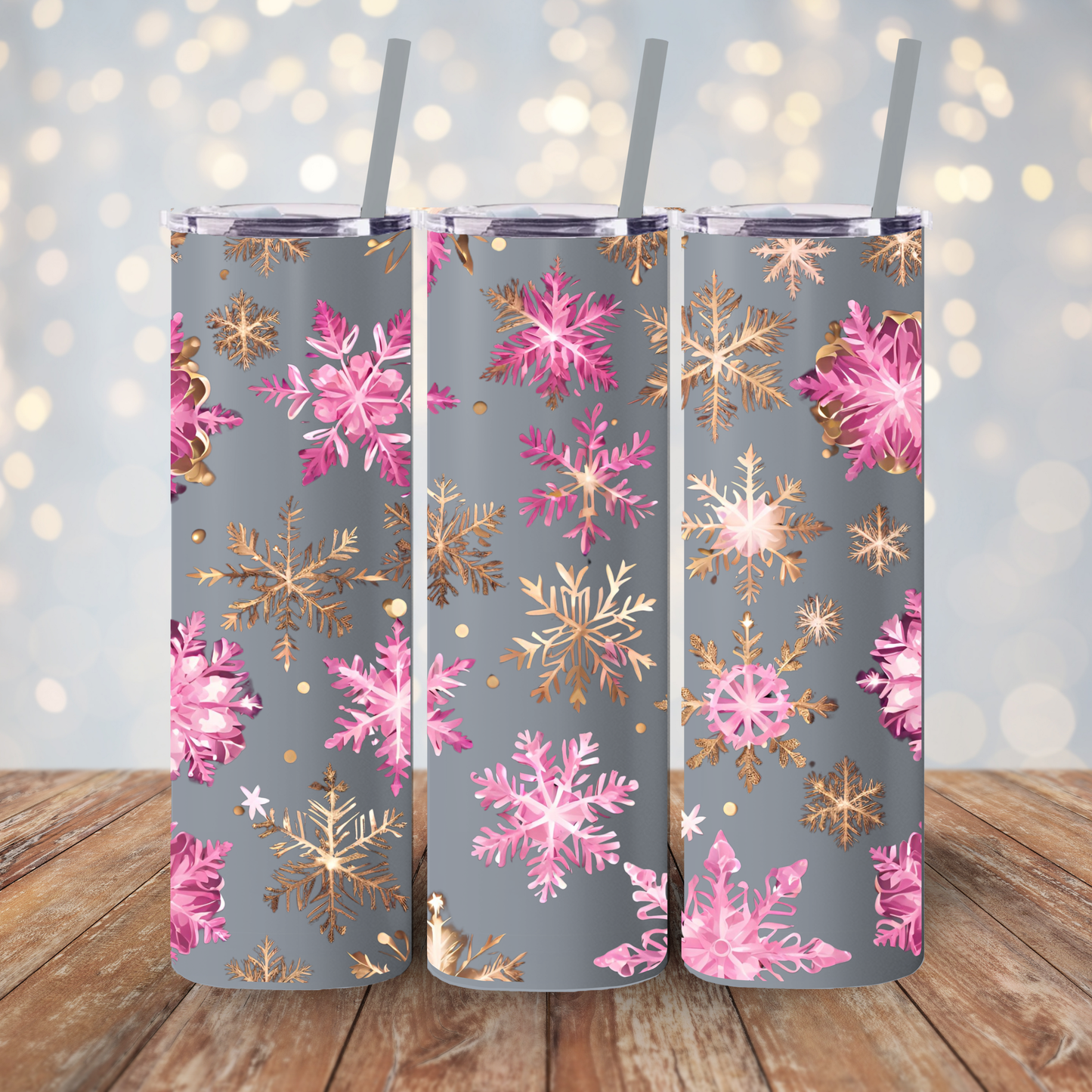 Frosty Snowflake Skinny Tumbler – 20oz Matte Skinny Tumbler  Dusty Rose, Dusty Blue, Sea Glass