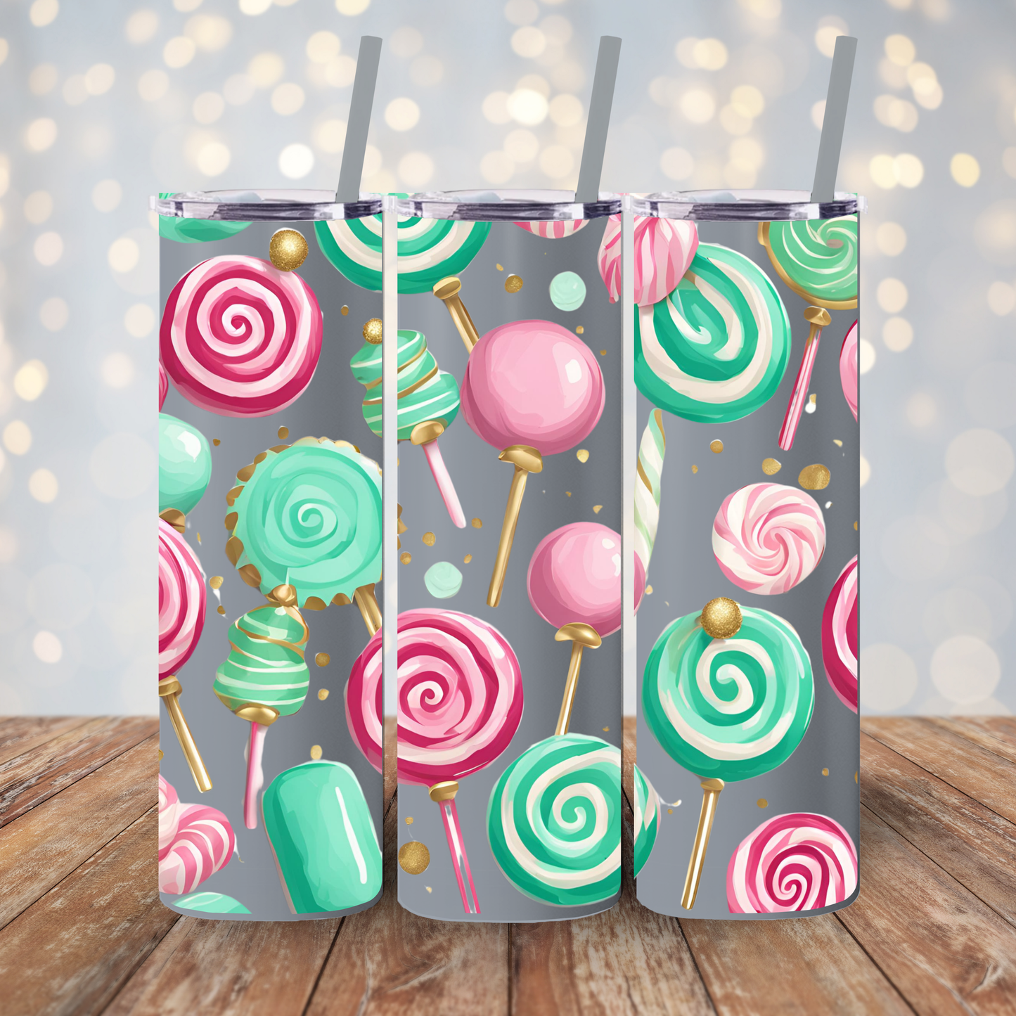 ✨ Sweet Lollipop Wonderland – 20oz Matte Skinny Tumbler  Dusty Rose, Dusty Blue, Sea Glass