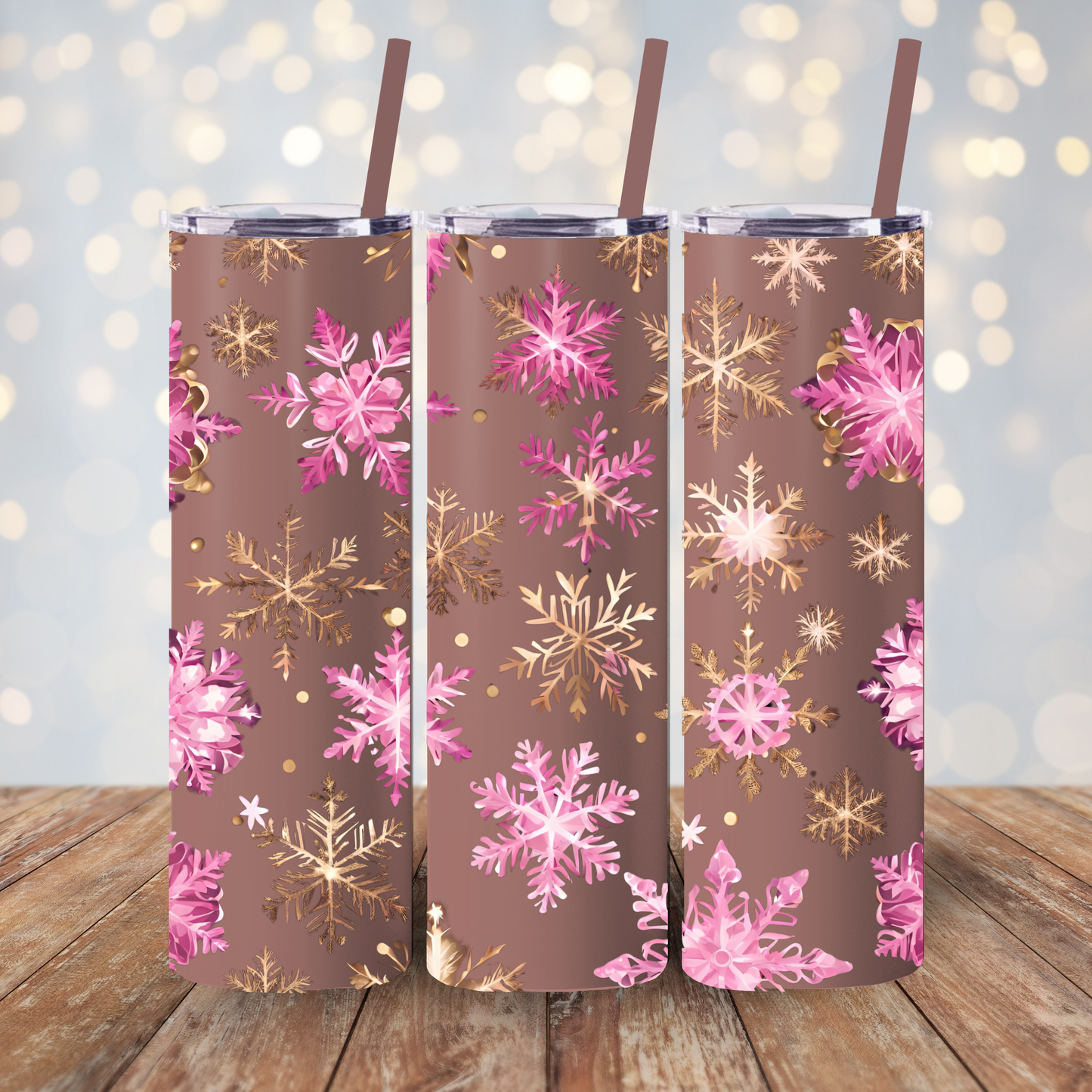 Frosty Snowflake Skinny Tumbler – 20oz Matte Skinny Tumbler  Dusty Rose, Dusty Blue, Sea Glass