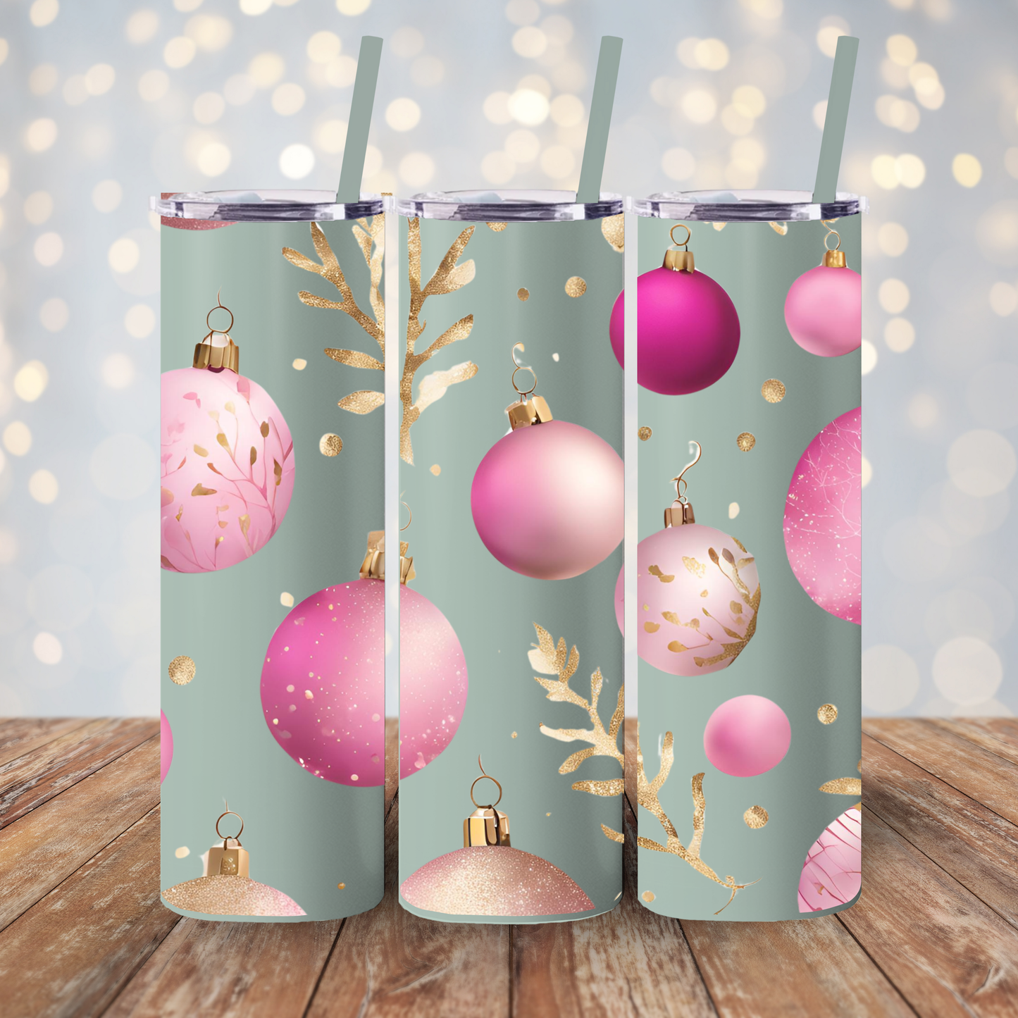 Cute Christmas Ornament Skinny Tumbler – 20oz Matte Skinny Tumbler  Dusty Rose, Dusty Blue, Sea Glass