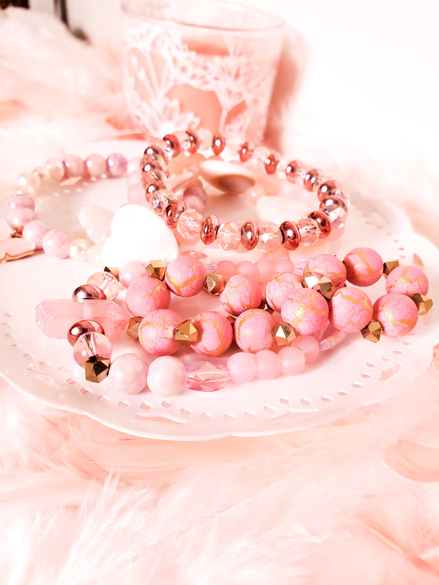 Light pink hot sale beaded bracelet